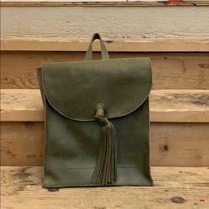 Olive green leather back pack
